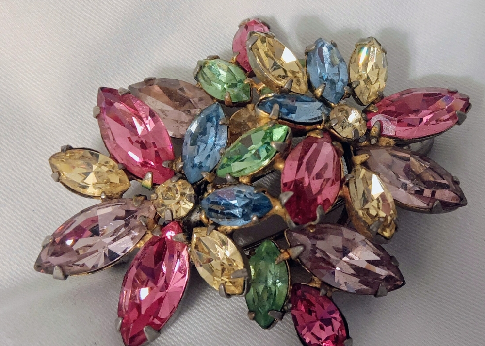 Signed Regency Multicolor Floral Brooch